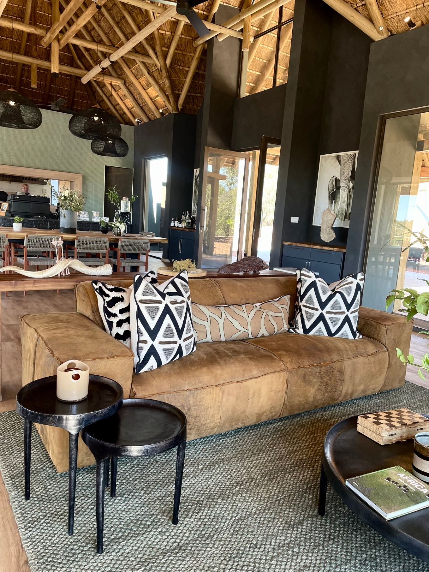 Lounge sofa with statement scatter cushions