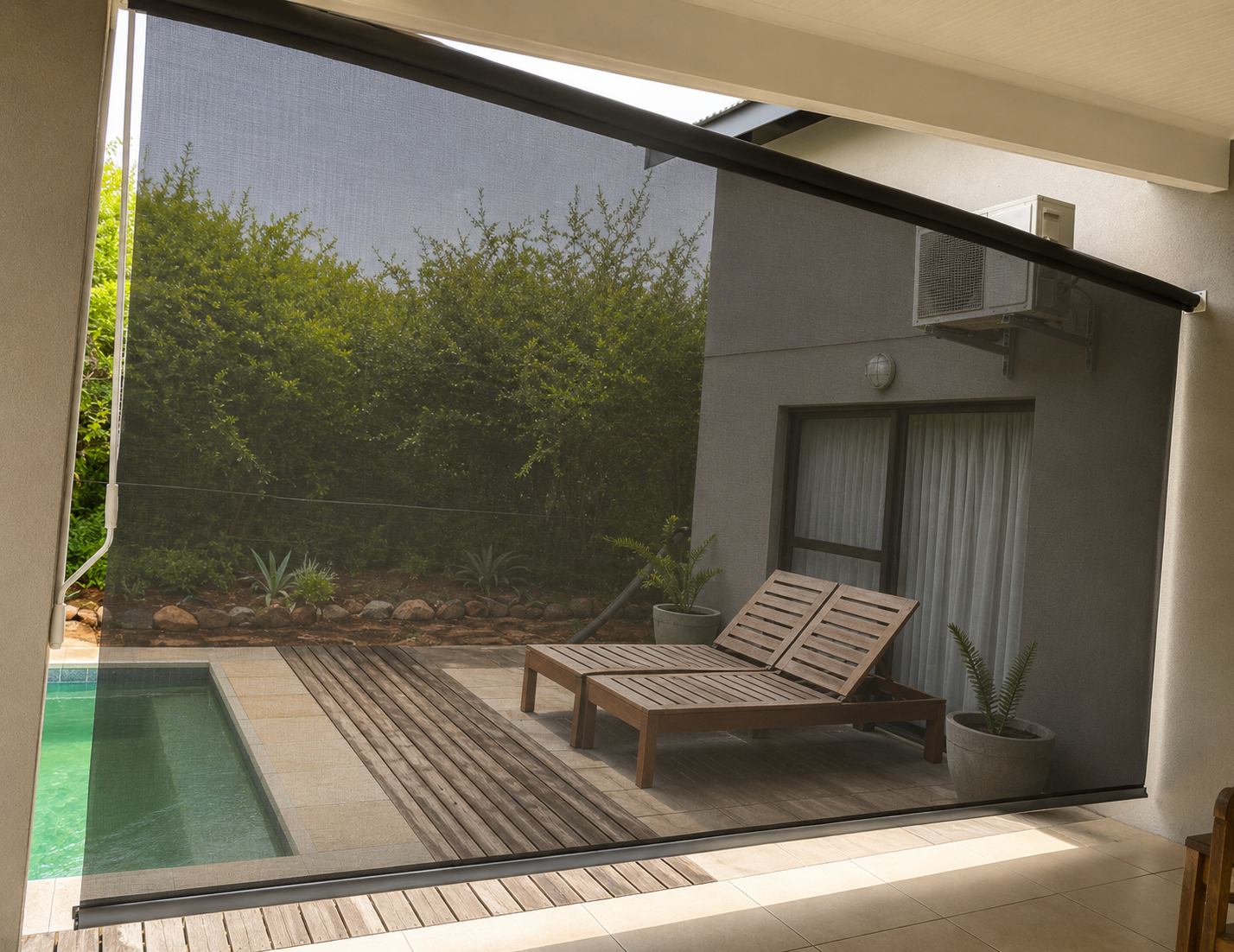 Outdoor shade screen installation