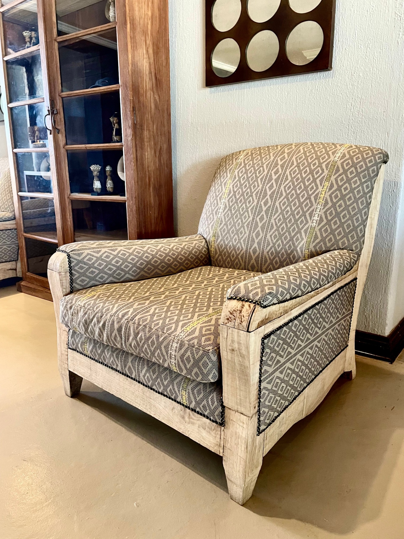 Fully reupholstered occasional armchair